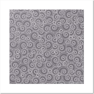 Whirlesque Grey Twirl Pattern Posters and Art